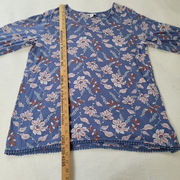 J Jill Top Tunic Women’s Floral Patchwork Print Tank Pink Blue Size L Cottage - Picture 7 of 16